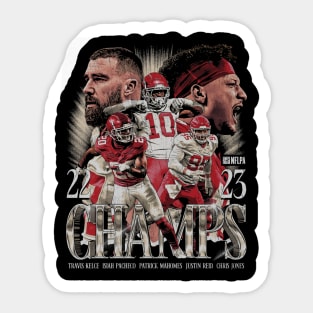 Isiah Pacheco Travis Kelce & Patrick Mahomes Champs Vintage Sticker